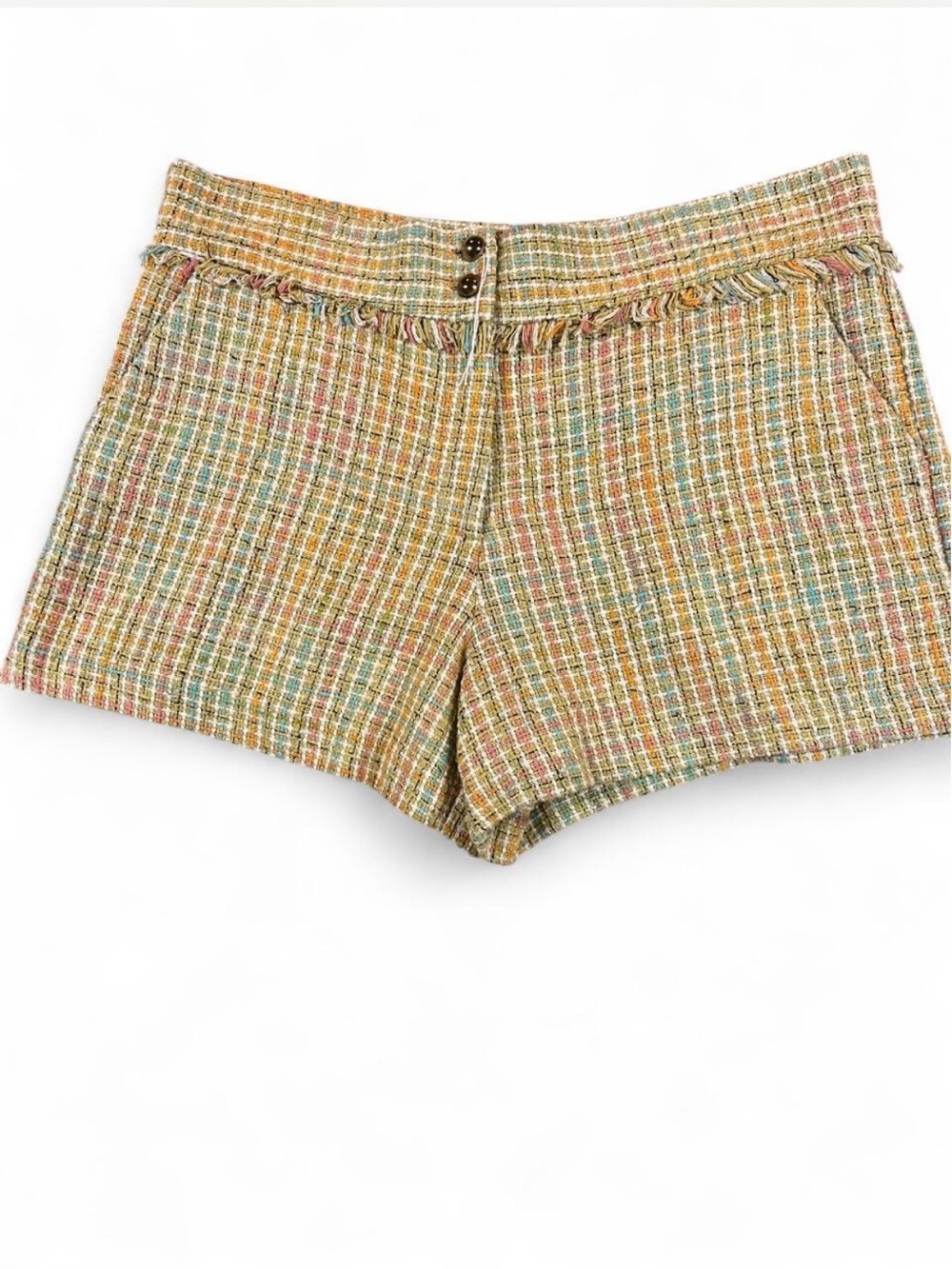 Leona by Lauren Leonard Multicolor Tweed Skort Fringe Detail Size 8 NWOT